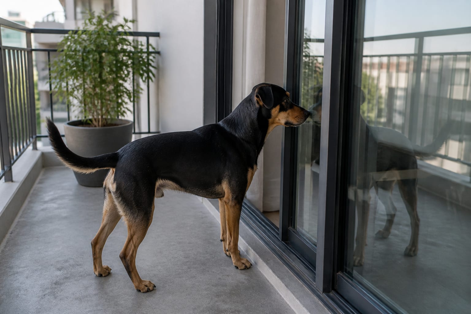 A Dog Climbed Onto His New Neighbour's Balcony And Discovered The Man Sells Dog Toys